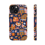 Citrus Coast Collage Phone Case - Blue Orange Trendy Coastal Art Protective Phone Cover for iPhone, Samsung, Pixel