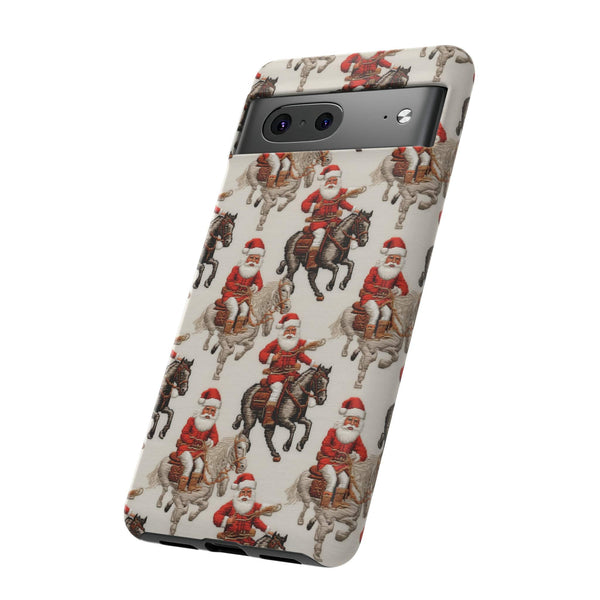 Cowboy Santa Embroidery Phone Case for iPhone, Samsung, Pixel