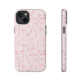 Pink Floral Bow Phone Case - Preppy Bows Protective Phone Cover for iPhone, Samsung, Pixel