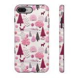 Pink Winter Woodland Aesthetic Embroidery Phone Case for iPhone, Samsung, Pixel iPhone 8 Plus / Glossy