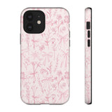 Pink Floral Bow Phone Case - Preppy Bows Protective Phone Cover for iPhone, Samsung, Pixel