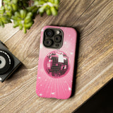 Disco Ball Phone Case - Pink Trendy Retro Mirror Ball Protective Phone Cover for iPhone, Samsung, Pixel