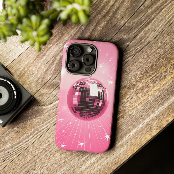 Disco Ball Phone Case - Pink Trendy Retro Mirror Ball Protective Phone Cover for iPhone, Samsung, Pixel