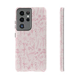 Pink Floral Bow Phone Case - Preppy Bows Protective Phone Cover for iPhone, Samsung, Pixel