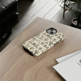 Bookshelf Phone Case - Neutral Beige Books and Plants Protective Cover for iPhone, Samsung, Pixel