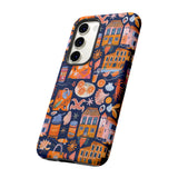 Citrus Coast Collage Phone Case - Blue Orange Trendy Coastal Art Protective Phone Cover for iPhone, Samsung, Pixel