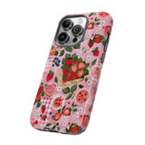 Strawberry Collage Phone Case - Pink Trendy Aesthetic Protective Phone Cover for iPhone, Samsung, Pixel