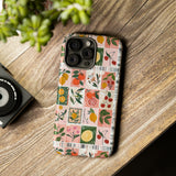 Fruit Stamps Collage Phone Case - Trendy Stickers Aesthetic Protective Phone Cover for iPhone, Samsung, Pixel