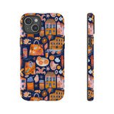 Citrus Coast Collage Phone Case - Blue Orange Trendy Coastal Art Protective Phone Cover for iPhone, Samsung, Pixel