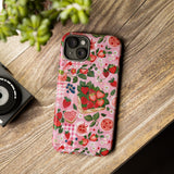 Strawberry Collage Phone Case - Pink Trendy Aesthetic Protective Phone Cover for iPhone, Samsung, Pixel