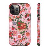 Strawberry Collage Phone Case - Pink Trendy Aesthetic Protective Phone Cover for iPhone, Samsung, Pixel