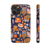 Citrus Coast Collage Phone Case - Blue Orange Trendy Coastal Art Protective Phone Cover for iPhone, Samsung, Pixel