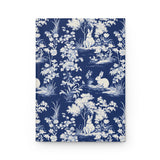 Rabbits in Woodland Blue Toile Journal - Hardcover Blank Lined Notebook