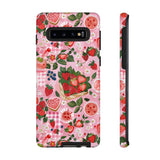 Strawberry Collage Phone Case - Pink Trendy Aesthetic Protective Phone Cover for iPhone, Samsung, Pixel