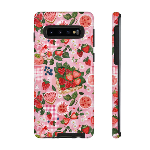 Strawberry Collage Phone Case - Pink Trendy Aesthetic Protective Phone Cover for iPhone, Samsung, Pixel