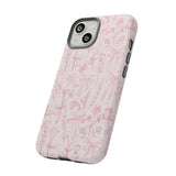 Pink Floral Bow Phone Case - Preppy Bows Protective Phone Cover for iPhone, Samsung, Pixel