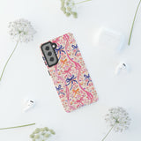 Whirly Bows Phone Case - Pink Preppy Flowers Protective Cover for iPhone, Samsung, Pixel