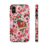 Strawberry Collage Phone Case - Pink Trendy Aesthetic Protective Phone Cover for iPhone, Samsung, Pixel