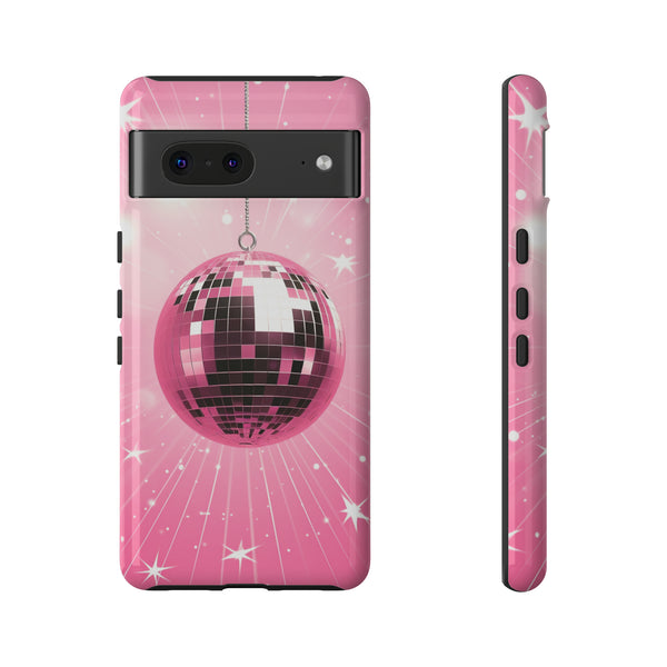 Disco Ball Phone Case - Pink Trendy Retro Mirror Ball Protective Phone Cover for iPhone, Samsung, Pixel