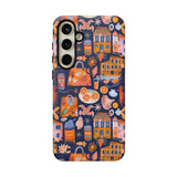 Citrus Coast Collage Phone Case - Blue Orange Trendy Coastal Art Protective Phone Cover for iPhone, Samsung, Pixel