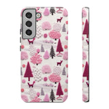 Pink Winter Woodland Aesthetic Embroidery Phone Case for iPhone, Samsung, Pixel Samsung Galaxy S22 Plus / Glossy