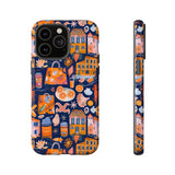 Citrus Coast Collage Phone Case - Blue Orange Trendy Coastal Art Protective Phone Cover for iPhone, Samsung, Pixel