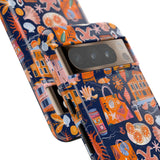 Citrus Coast Collage Phone Case - Blue Orange Trendy Coastal Art Protective Phone Cover for iPhone, Samsung, Pixel