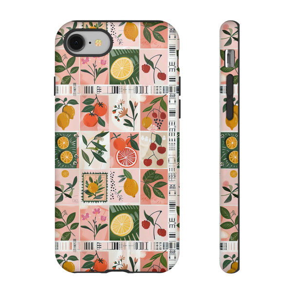 Fruit Stamps Collage Phone Case - Trendy Stickers Aesthetic Protective Phone Cover for iPhone, Samsung, Pixel