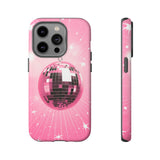 Disco Ball Phone Case - Pink Trendy Retro Mirror Ball Protective Phone Cover for iPhone, Samsung, Pixel