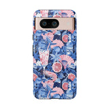 Beachy Blue Collage Phone Case - Trendy Navy Blue and Pink Aesthetic Protective Phone Cover for iPhone, Samsung, Pixel