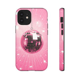 Disco Ball Phone Case - Pink Trendy Retro Mirror Ball Protective Phone Cover for iPhone, Samsung, Pixel