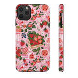 Strawberry Collage Phone Case - Pink Trendy Aesthetic Protective Phone Cover for iPhone, Samsung, Pixel