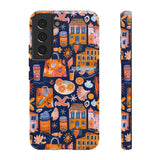 Citrus Coast Collage Phone Case - Blue Orange Trendy Coastal Art Protective Phone Cover for iPhone, Samsung, Pixel