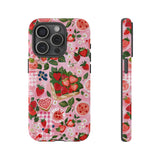 Strawberry Collage Phone Case - Pink Trendy Aesthetic Protective Phone Cover for iPhone, Samsung, Pixel