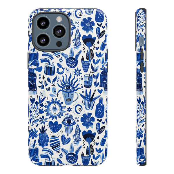 Blue State of Life Phone Case - Trendy Navy Blue Collage Protective Phone Cover for iPhone, Samsung, Pixel