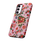 Strawberry Collage Phone Case - Pink Trendy Aesthetic Protective Phone Cover for iPhone, Samsung, Pixel