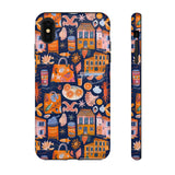 Citrus Coast Collage Phone Case - Blue Orange Trendy Coastal Art Protective Phone Cover for iPhone, Samsung, Pixel