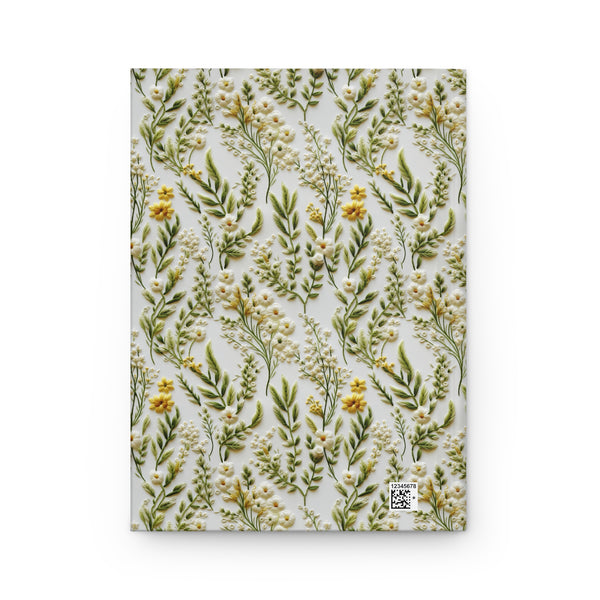 Dainty Leaves Wildflower Journal - Green Flowers Hardcover Blank Notebook
