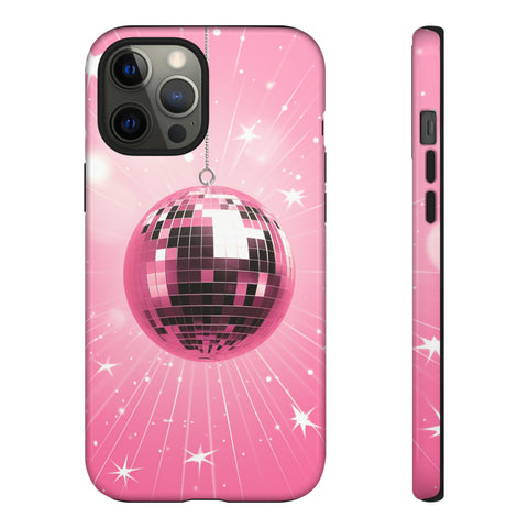 Disco Ball Phone Case - Pink Trendy Retro Mirror Ball Protective Phone Cover for iPhone, Samsung, Pixel