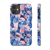 Beachy Blue Collage Phone Case - Trendy Navy Blue and Pink Aesthetic Protective Phone Cover for iPhone, Samsung, Pixel