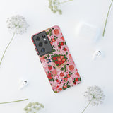 Strawberry Collage Phone Case - Pink Trendy Aesthetic Protective Phone Cover for iPhone, Samsung, Pixel