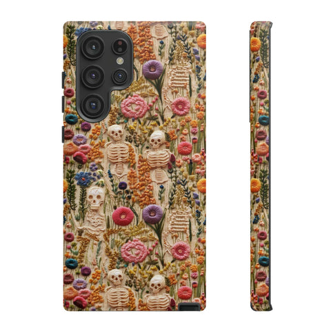 Skeletons in Bloom Garden 3D Aesthetic Phone Case for iPhone, Samsung, Pixel