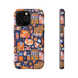 Citrus Coast Collage Phone Case - Blue Orange Trendy Coastal Art Protective Phone Cover for iPhone, Samsung, Pixel