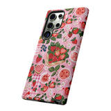 Strawberry Collage Phone Case - Pink Trendy Aesthetic Protective Phone Cover for iPhone, Samsung, Pixel