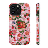 Strawberry Collage Phone Case - Pink Trendy Aesthetic Protective Phone Cover for iPhone, Samsung, Pixel