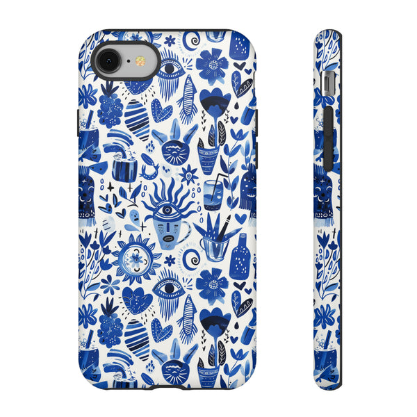 Blue State of Life Phone Case - Trendy Navy Blue Collage Protective Phone Cover for iPhone, Samsung, Pixel
