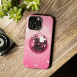 Disco Ball Phone Case - Pink Trendy Retro Mirror Ball Protective Phone Cover for iPhone, Samsung, Pixel