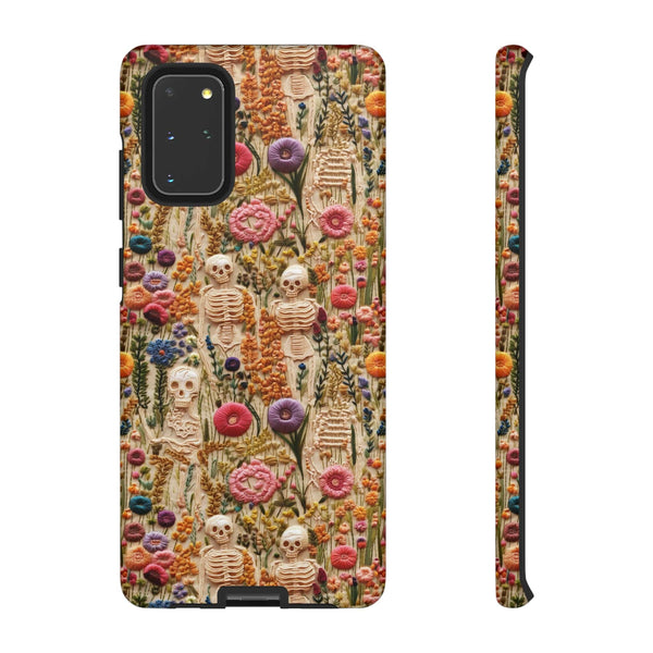 Skeletons in Bloom Garden 3D Aesthetic Phone Case for iPhone, Samsung, Pixel