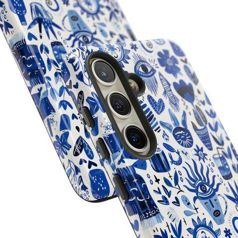 Blue State of Life Phone Case - Trendy Navy Blue Collage Protective Phone Cover for iPhone, Samsung, Pixel