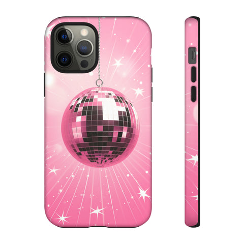 Disco Ball Phone Case - Pink Trendy Retro Mirror Ball Protective Phone Cover for iPhone, Samsung, Pixel